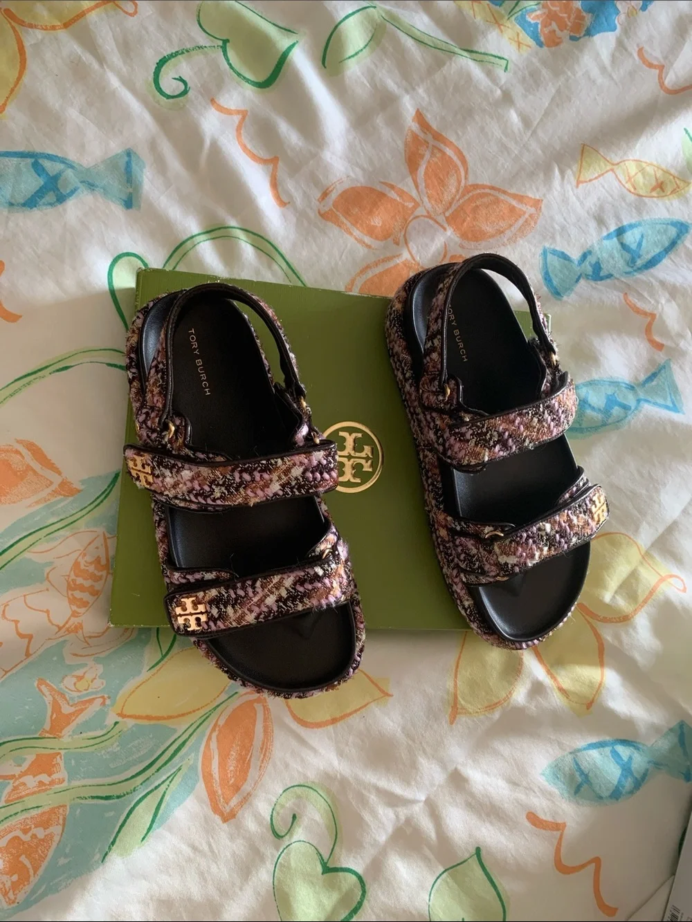 Tory Burch  Kira Sport sandal -Tweed-   Color Rosa -Multi/Cocoa
